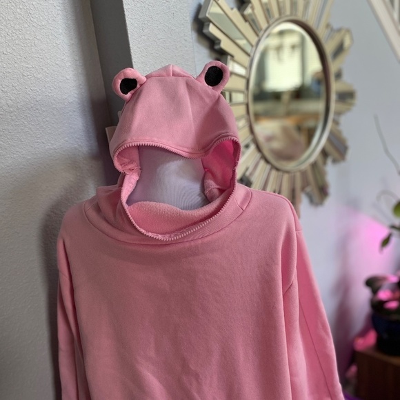 Hoodie Frog Zip it up or not Face w ears and Frog Feet - Picture 4 of 13